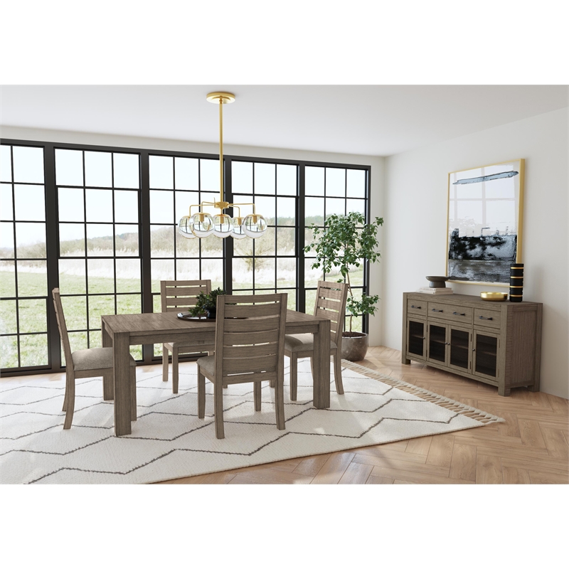 Bowery Hill Contemporary Mahogany Wood Server in Dark Taupe/Black