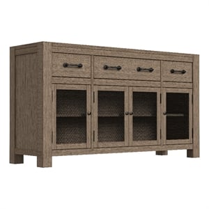 Bowery Hill Contemporary Mahogany Wood Server in Dark Taupe/Black