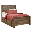 Bowery Hill Transitional Wood Full Panel Headboard in Brown Finish