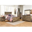 Bowery Hill Transitional Wood Full Panel Headboard in Brown Finish