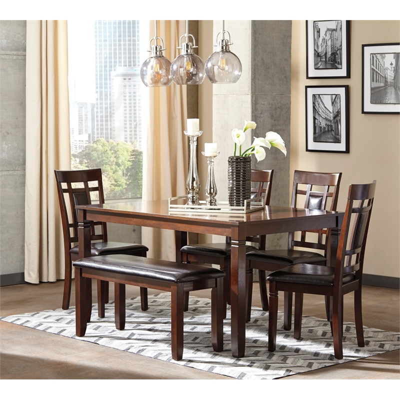 Bowery Hill Contemporary 6-Piece Engineered Wood Dining Set in Brown