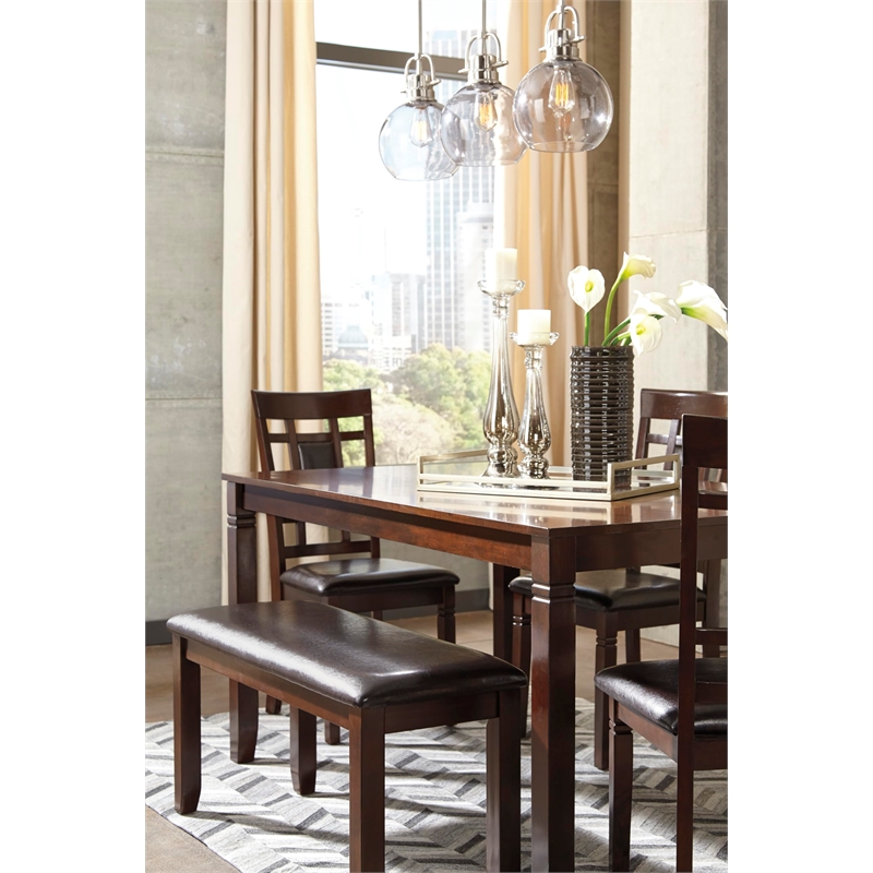Bowery Hill Contemporary 6-Piece Engineered Wood Dining Set in Brown