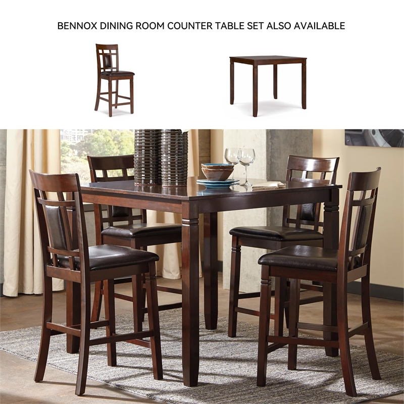 Bowery Hill Contemporary 6-Piece Engineered Wood Dining Set in Brown