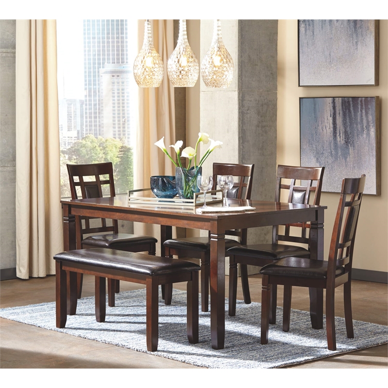 Bowery Hill Contemporary 6-Piece Engineered Wood Dining Set in Brown