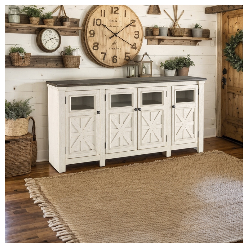 Bowery Hill Contemporary Engineered Wood Extra Large TV Stand in Two-Tone