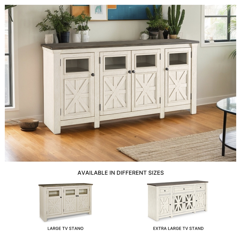 Bowery Hill Contemporary Engineered Wood Extra Large TV Stand in Two-Tone