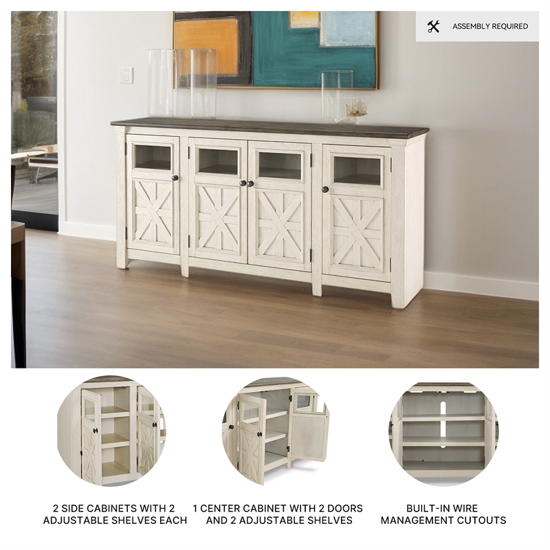 Bowery Hill Contemporary Engineered Wood Extra Large TV Stand in Two-Tone
