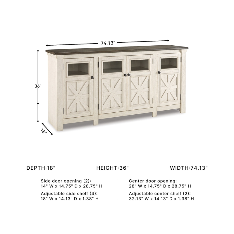 Bowery Hill Contemporary Engineered Wood Extra Large TV Stand in Two-Tone