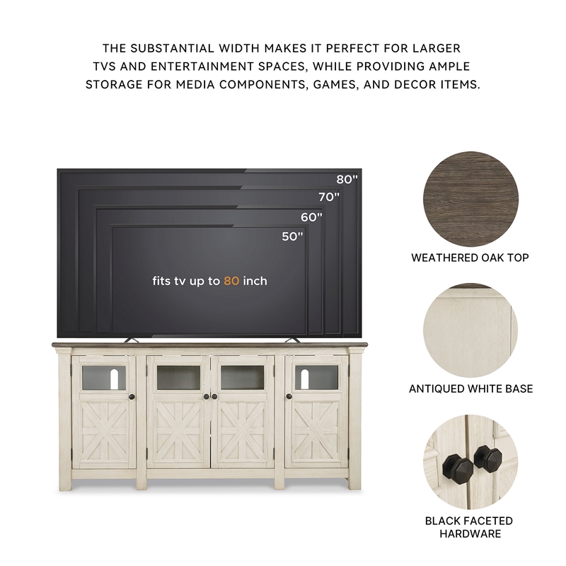 Bowery Hill Contemporary Engineered Wood Extra Large TV Stand in Two-Tone