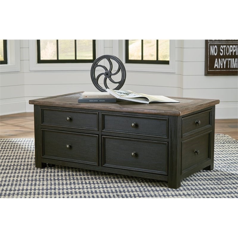 Bowery Hill Contemporary Engineered Wood Lift-Top Cocktail Table-Gray/Brown