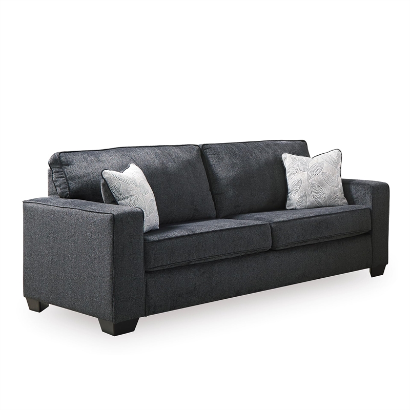 Bowery Hill Contemporary Polyurethane Upholstered Sofa in Slate