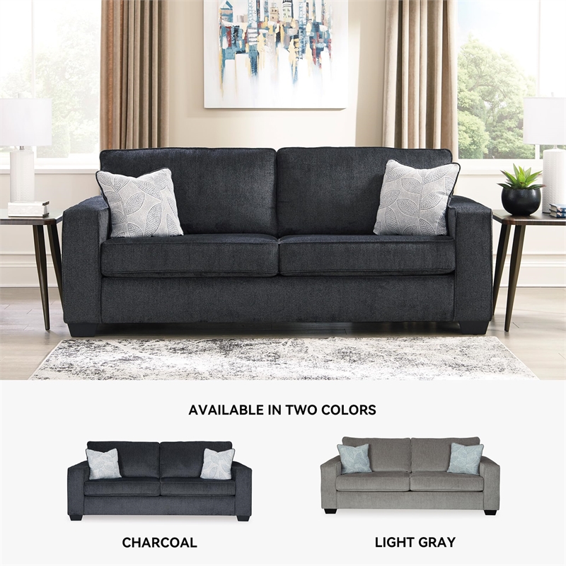 Bowery Hill Contemporary Polyurethane Upholstered Sofa in Slate