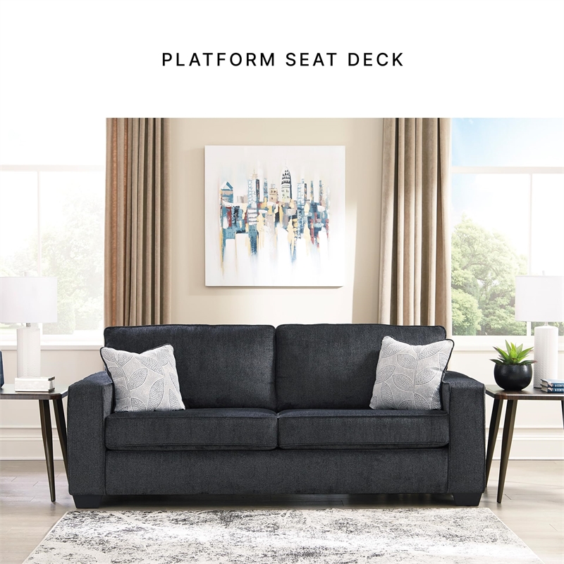 Bowery Hill Contemporary Polyurethane Upholstered Sofa in Slate