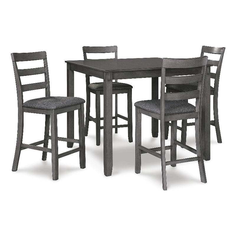 Bowery Hill Transitional 5 Piece Square Dining Table Set in Gray
