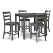 Bowery Hill Transitional 5 Piece Square Dining Table Set in Gray