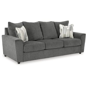 Bowery Hill Contemporary Polyester Fabric & Wood Sofa in Gray
