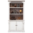 Bowery Hill Rustic Wood Bookcase With Doors Storage Cabinet in White