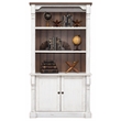 Bowery Hill Rustic Wood Bookcase With Doors Storage Cabinet in White