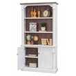 Bowery Hill Rustic Wood Bookcase With Doors Storage Cabinet in White