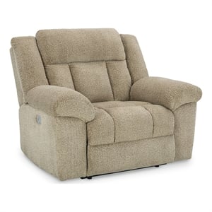 Bowery Hill Contemporary Corner-blocked Frame Tip-Off Wheat Power Recliner