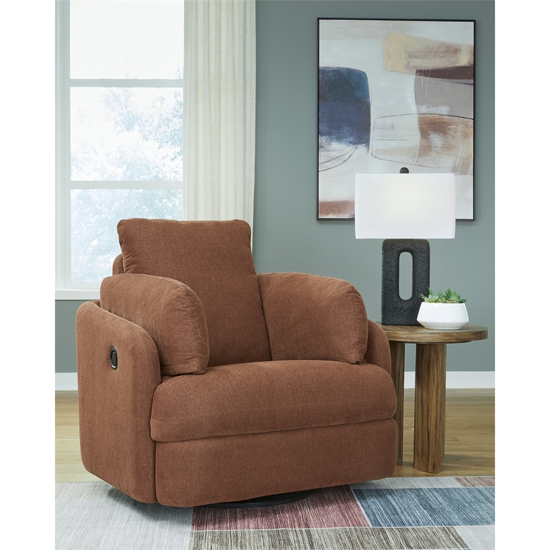 Bowery Hill Contemporary Burnt Orange Swivel Glider Recliner