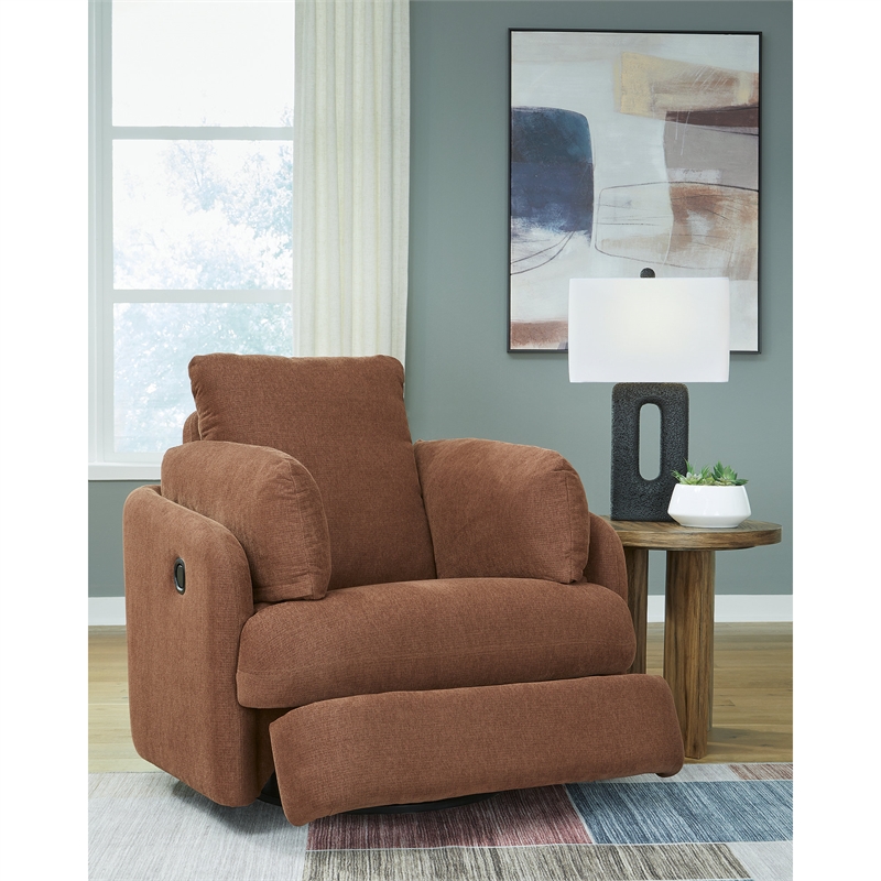 Bowery Hill Contemporary Burnt Orange Swivel Glider Recliner