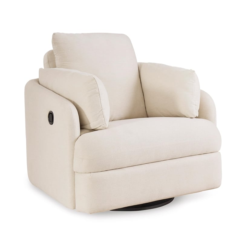 Bowery Hill Contemporary Corner-blocked Frame Oyster Swivel Glider Recliner