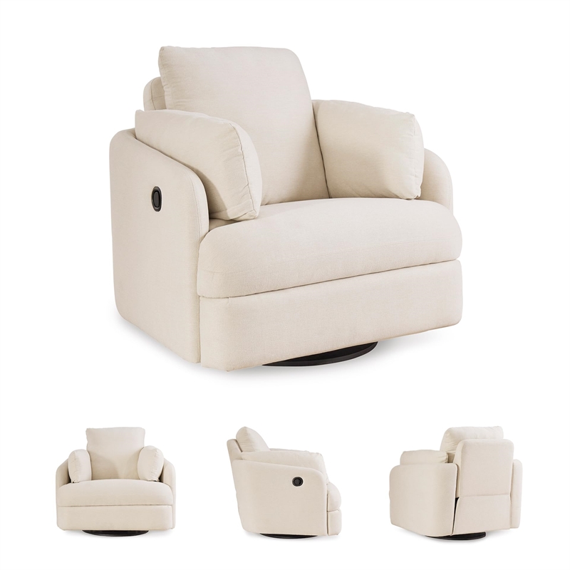 Bowery Hill Contemporary Corner-blocked Frame Oyster Swivel Glider Recliner