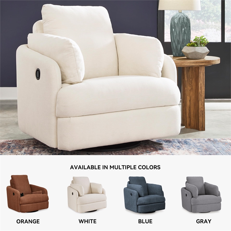 Bowery Hill Contemporary Corner-blocked Frame Oyster Swivel Glider Recliner
