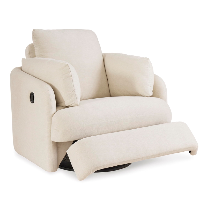 Bowery Hill Contemporary Corner-blocked Frame Oyster Swivel Glider Recliner