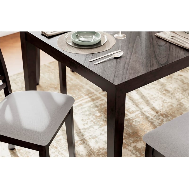 Bowery Hill Contemporary Brown Dining Table and 4 Chairs and Bench - Set of 6