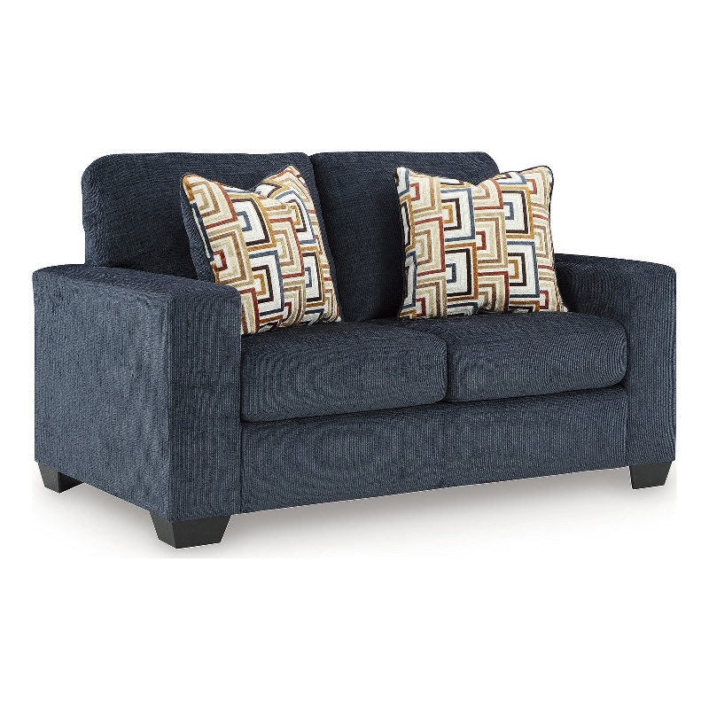 Bowery Hill Contemporary Corner-blocked Frame Loveseat in Blue