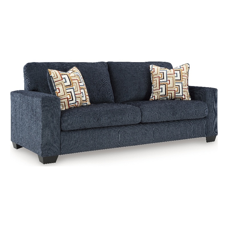 Bowery Hill Contemporary Corner-blocked Frame Sofa in Blue Finish
