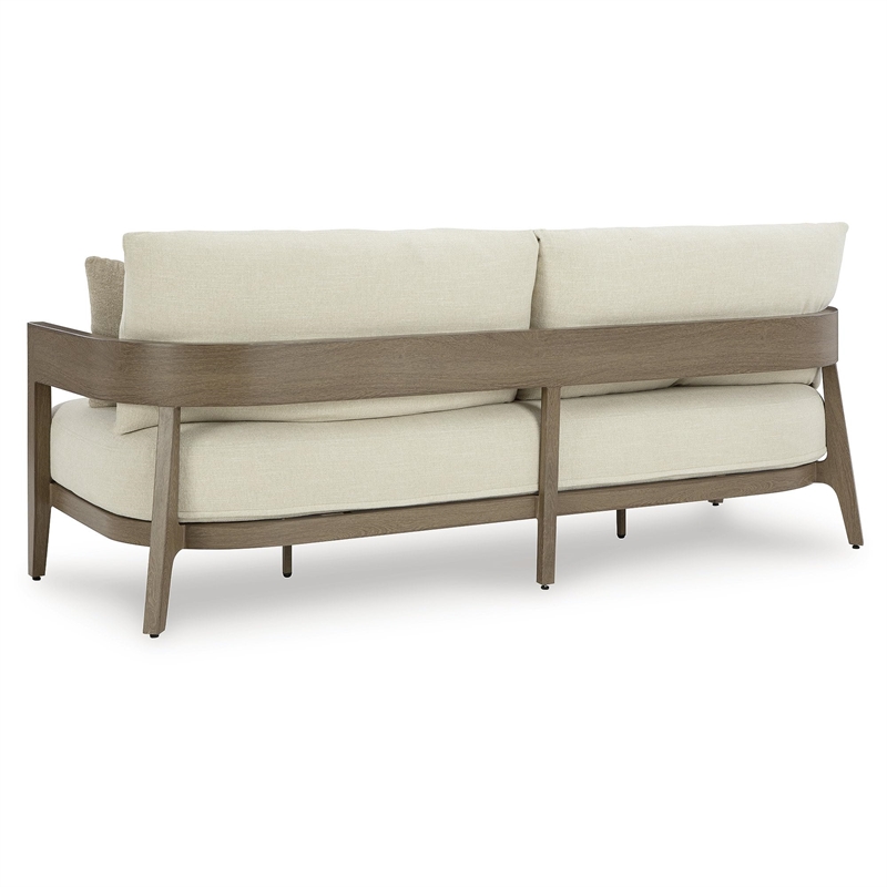 Bowery Hill Contemporary Outdoor Sofa in Dark Brown & White Finish
