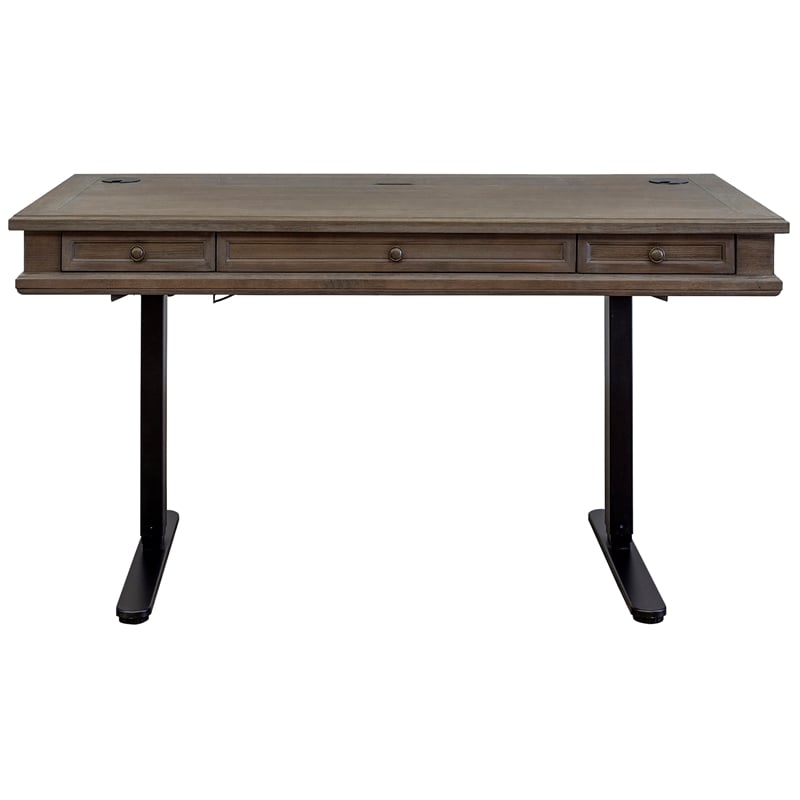 Bowery Hill Set of 3 Sit/Stand Desk & Glass Display Bookcase & Filing Cabinet