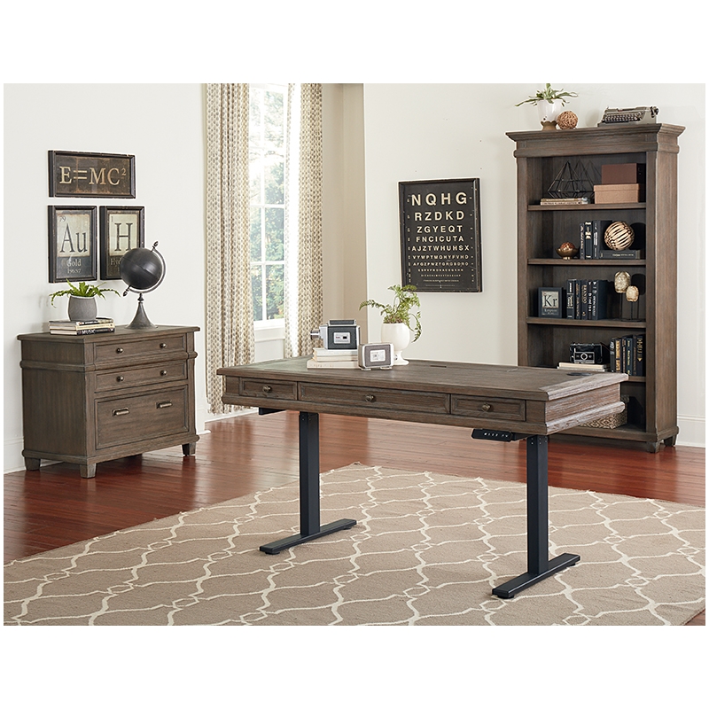 Bowery Hill Set of 2 L-Desk & Return Writing Table Office Desk and Open Bookcase