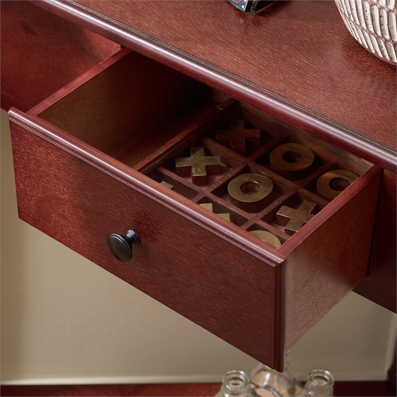 Bowery Hill Transitional Wood Corner Table in Dark Cherry Finish
