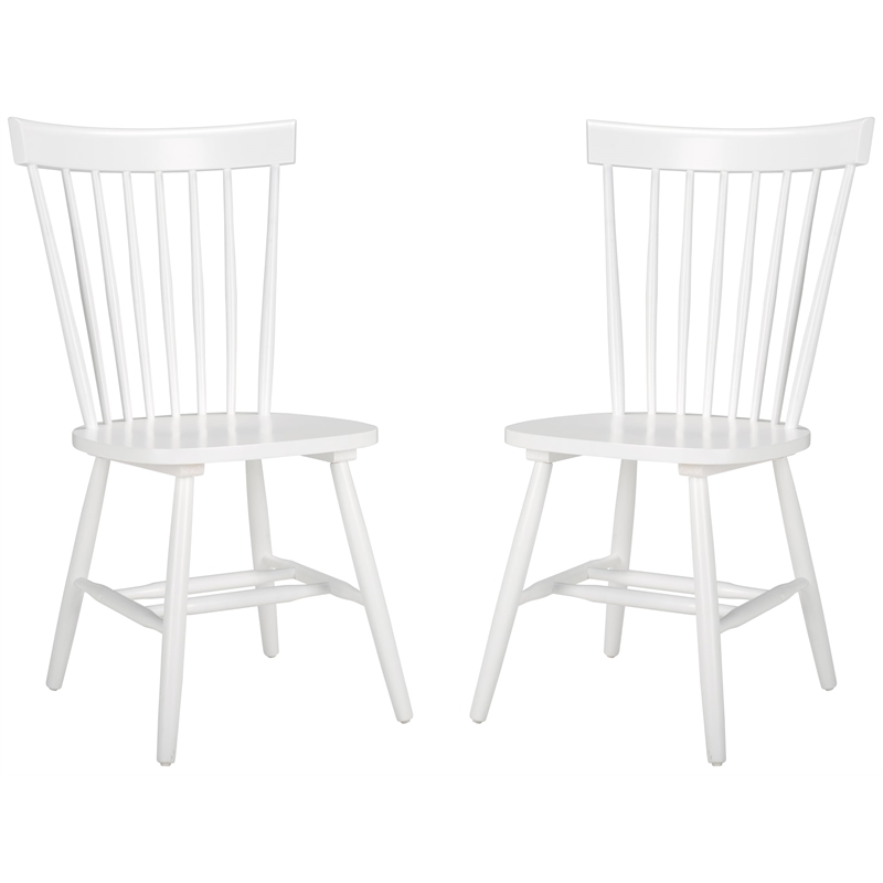 Bowery Hill Contemporary Oak Dining Chair in White (Set Of 2)