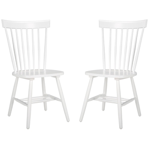 Bowery Hill Contemporary Oak Dining Chair in White (Set Of 2)