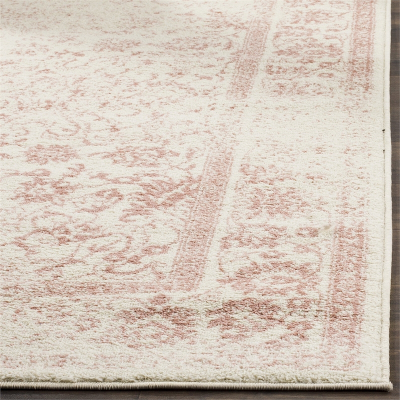 Bowery Hill Contemporary 3' X 5' Power Loomed Rug in Ivory and Rose