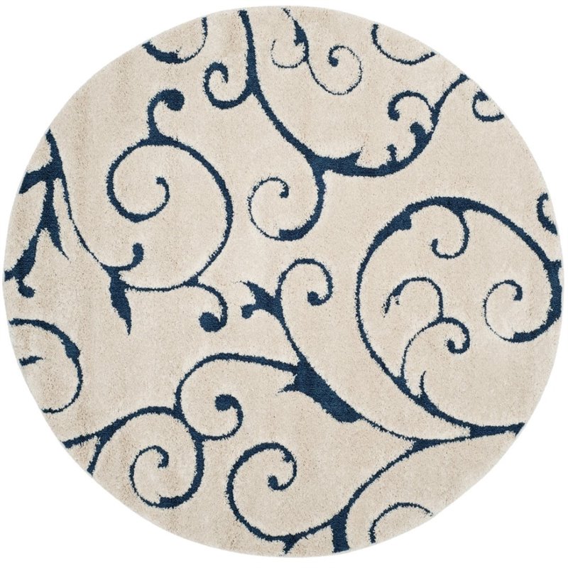 Bowery Hill Contemporary 8' X 10' Power Loomed Rug in Cream and Blue