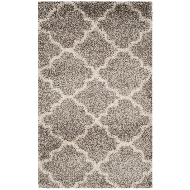 Bowery Hill Contemporary 9' X 12' Power Loomed Rug in Gray and Ivory