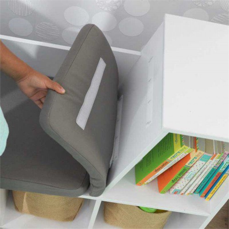 Bowery Hill Contemporary 6 Cubby Bookcase with Reading Nook in White