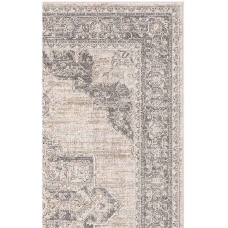 Bowery Hill Contemporary Fabric 6' x 9' Rug in Cream and Gray