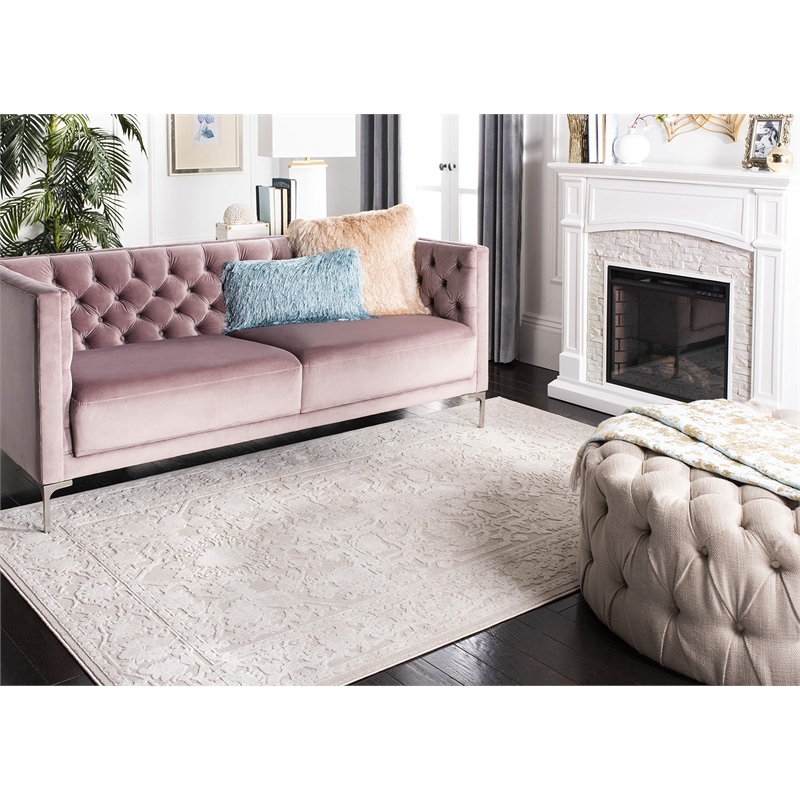 Bowery Hill Contemporary Fabric 8' x 10' Rug in Cream and Ivory