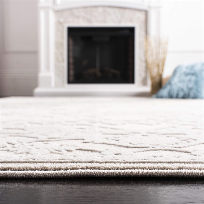 Bowery Hill Contemporary Fabric 8' x 10' Rug in Cream and Ivory