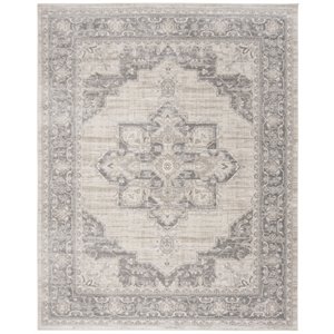 Bowery Hill Contemporary Fabric 10' x 13' Rug in Cream and Gray