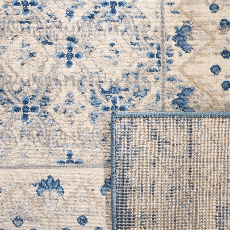 Bowery Hill Contemporary 2' x 12' Runner Rug in Light Gray and Blue