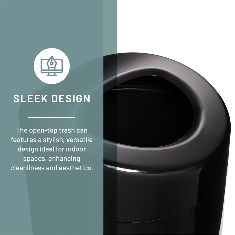 Bowery Hill Contemporary Plastic Open Top Receptacle in Black