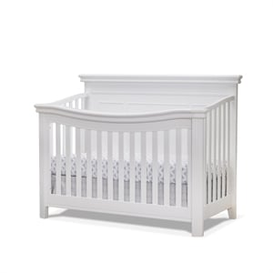 Bowery Hill Pine Wood White Convertible Crib Flat Top 46&quot H x 59&quot W x 32&quot D